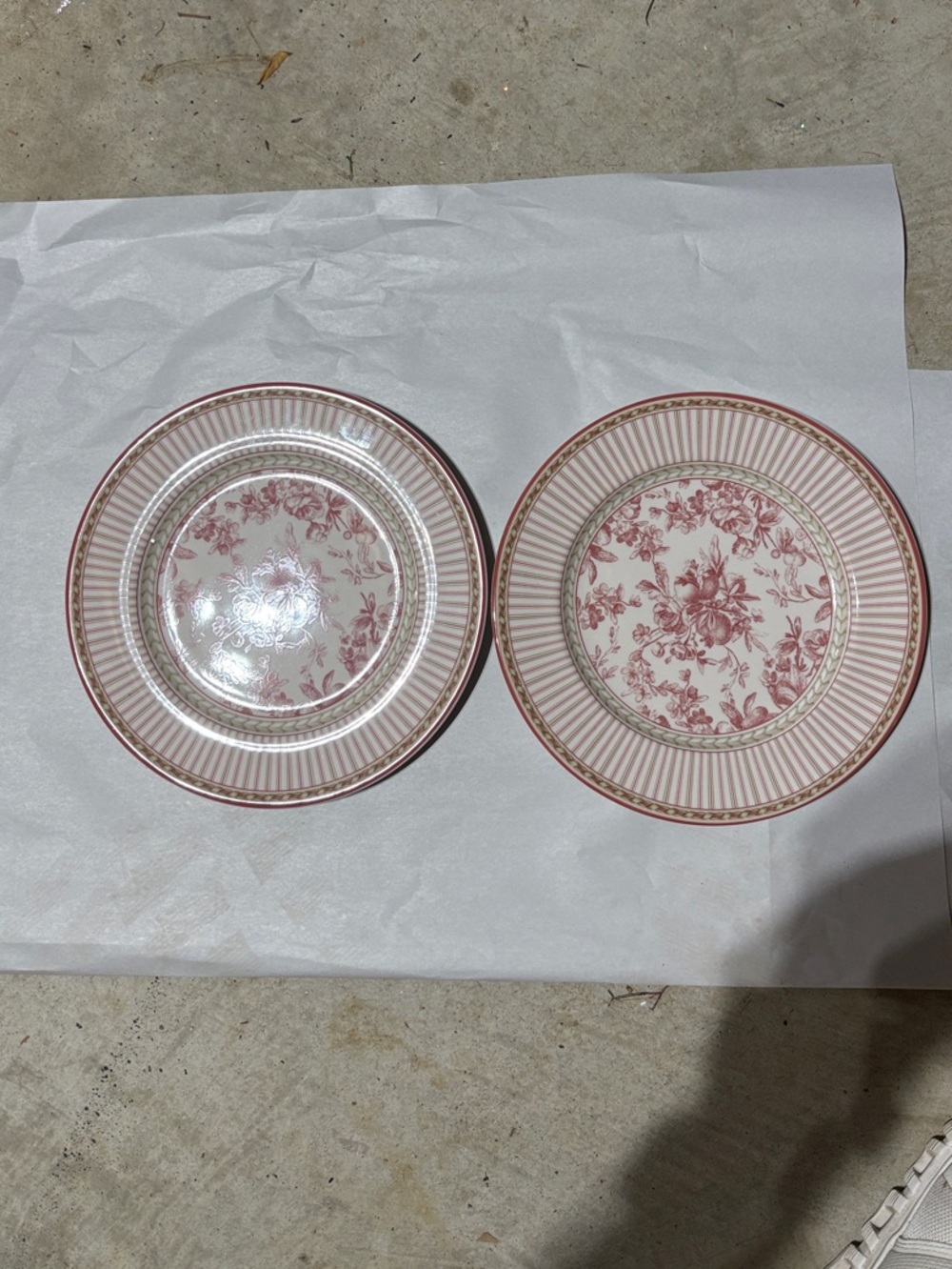 Royal Doulton Pink Floral Striped Dinner Plates - Pair